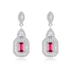 Red Edelstein Dangle Ohrringe Marke Schmuck Europäische Vintage Frauen Voll Diamant S925 Silber Geometrie Ohrringe für Frauen Hochzeitsfeier Valentinstag Geschenk SPC