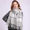 Scarves Winter Plaid Wool Scarf Neck Warmer Women Shawls Wraps Thicken Pashmina Echarpe For Ladies Cashmere Large Foulard Femme