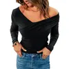 Magliette da donna Top con spalle scoperte Camicia a maniche lunghe estiva da donna Maglietta con scollo a V Maglietta elegante da club per feste Femme Dames Streetwear