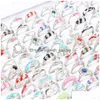 Clusterringen 20 stks/Lot mode sieraden roestvrijstalen ring voor vrouwen eenvoudige cartoon feestgeschenken drop levering 202 dh5b0