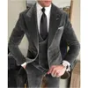 Herrenanzüge Blazer Business Grauer Samtblazer Sets Hochzeit Slim Fit Custome Homme Elegante formelle 3-teilige Outfits Jacke Hose Weste 230213