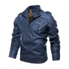 Men's Leather Faux Genuine Luxury Jacket Coat 4xl Blue Biker s Mens Motorcycle Stand Zipper Coats Plus Size 230213