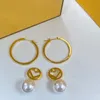 Perlen Bolzen Ohrringe Für Frau Luxus Schmuck Frauen Brief Ohrring Mode Hoops F Ohr Stud Party Hochzeit Perle Gold Ohrringe 2023