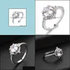 Solitaire Ring Bridal Elegant Rings for Women Wedding Engagement Fashion Jewelry with FL Shiny Cubic Zircon Female Drop Delivery DHX6V