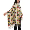 Шарфы Orla Kiely Multi Stem Tassel Scarf Женщины мягкие цветы цветочные абстрактные шаль