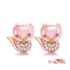 Boucles D'oreilles Charme S Amour Rose Cristal Diamant Hibiscus Pierre Animal Sier Bijoux Drop Delivery Dh6Ab