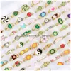 Clusterringe 20pcs/Lot Mode Schmuck Edelstahl Ring f￼r Frauen Einfache Cartoon Party Geschenke Drop Lieferung 202 DH5B0