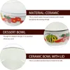Bowls 3 Pcs Pasta Bowl Ceramic Dishes Asian Mixing Fresh-keeping Enamel Metal