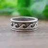 Bandringar Sanlan antik silverpläterad mode Nature Par Wave Ring Dainty Surfer Rings Ocean Jewelry Hawaii Tribal Jewelry G230213