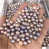 Perle En Gros Haute Lustre 4A Perles D'eau Douce Violettes Rondes En Vrac Sans Trou Couleur Lavande Naturelle Pour Bijoux Diy De Zhuji Dr Dhjdi