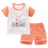Одежда лето две куски для маленьких девочек и мальчиков детские хлопковые пижама с коротким рукавом шорты шорты мультфильм животные корейская одежда