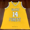 #14 Msy Bogues كرة السلة Jersey Wake Forest College Demon Deacons Retro Classic Mens Number Number and Name Jerseys