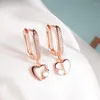 Boucles d'oreilles créoles ESSFF 1 paire de luxe couleur or Rose pour la russie femmes élégant tempérament Zircon cerceaux balancent dames maman cadeaux