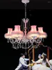 샹들리에 프랑스 어린이 룸 샹들리에 조명 레스토랑 LED 매달려 램프 펜던트 따뜻한 분홍색 소녀 침실 크리스탈