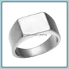 Anillos de banda Anillo cuadrado negro simple Joyería de compromiso de boda clásica Entrega directa Dhsqj