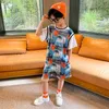 Kleidung Sets Jahr Kinder Sportswear Jungen Sport Kleidung Anzug Sommer Neue Kinder Mode Freizeit Nähte T-shirt Hose stücke Set