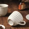 Cups Saucers RelMhsyu Nordic Style Retro Stoare Coffee Cup and Saucer Ceramic Mlik Office Home Drinking Mug med handtag Drinkware Set