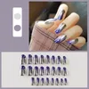 Faux Ongles 24pcs Faux Avec Des Conceptions En Métal Couleur Miroir Long Cercueil Sharp Plein Nail Art Conseils Beauté Appuyez Sur