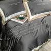 Bedding Sets 2023 Four-piece Fashion Cotton Double Household Bed Sheet Quilt Cover Splicing Design Dark Gray With Beige