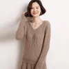 Kobiety swetry 2023 jesień zima kaszmirowy sweter kazański gęstwy pullover kodek z długim rękawem V SCEK SKORK TOPS OTWARE