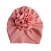 Hats Baby Girl Fashion Floral Knotted Turban 0-3Y Born Infant Toddler Casual Solid Cap Soft Cotton Beanie Kids Accessories