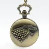 Orologi da tasca Grigio argento L'inverno sta arrivando Winterfell: House Starks Family Emblem Wolf Orologio al quarzo con ciondolo analogico da uomo e da donna