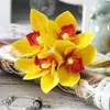 Decorative Flowers Cymbidium Bouquet Simulation Flower Fake Silk Home Soft Decoration Pography Wedding