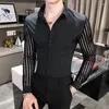 Men's Dress Shirts 2023 Men Lace Perspective Shirt Party Prom Hollow Patchwork Long Sleeve Tuxedo Nightclub Casual Social