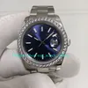 20 farbige mittelgroße 36-mm-Automatikuhren mit Box für Damen, Herren, Diamant-Lünette, blaues Zifferblatt, Armband, Asia 2813-Uhrwerk, mechanische Armbanduhren, Damenuhr