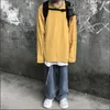 Etniska kläder 6Colors Solid Color Oversize Sweatshirts Men Korean Style Fashion Long Sleeve Loose T-shirt Japanese Harajuku Tee Tops