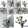 Decorative Flowers Wreaths Artificial Flower Natural Dry Cotton Branch Decoration Eucalyptus Leaf Plant Arrangement 4 Drop Deliver Dhrde