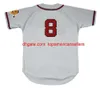 Custom Baseball Jerseys Mens #8 Bob Uecker Vintage 1962 Male White Grey Stitched Jersey Beige