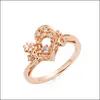 Anelli a fascia Moda squisito placcato oro rosa 18 carati Love Diamond Ring Zircon Dancing Vintage Hollow Flower Gift Jewelry Drop Delivery Dhcvi