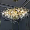 Lâmpadas pendentes Luxury Gold Gold Living Chandelier Shiny K9 Crystal Frept 60/80cm para o quarto da loja