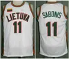 Team Lietuva Litvanya #11 Arvydas Sabonis Beyaz Retro Klasik Basketbol Forması Erkek Dikişli Özel Numara ve isim Formaları