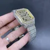 2023De nieuwste Mens Diamond Watch in 2023 Big Diamond Bezel Popular Gliny Hip-Hop Watch 2tone Gold Case Automa