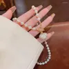 Ketten Elegante große weiße Imitation Perle Perlenkette für Frauen Kristall Herz Shell Anhänger süße Hochzeit Party Schmuck