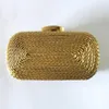 Evening Bags 2023 Fashion Lady Gold Black Handbag Hand Woven Straw Knitting Bag Senior Retro Dinner Clutches Shoulder For Women