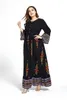 Robes grande taille automne femmes col rond avec bouton à manches longues motif imprimé longue pour les femmes Maxi fête élégante