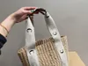 CC 2023 Summer Fashion Straw Woven Shopping Bag Embroidery C Lafite Grass Vegetable Basket Travel Clutch Handbag Women Lady Beach Handbag