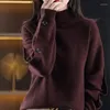 Maglioni delle donne 2023 Autunno Inverno Maglione di Cachemire Donne Dolcevita di Colore Solido Coreano Allentato Pullover di Lana Spessa Lavorato A Maglia 6418