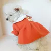 小型犬用の犬のアパレルペットの衣服猫の暖かく快適なプリンセススカート秋の冬のドールドールカラーの首輪の花ウール