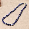 سلاسل الحجر الأزرق الداكن مع خطوط بيضاء 10 ملم تناسب DIY قلادة الإمبراطور الاصطناعية 18 بوصة الهدايا المفضلة H433