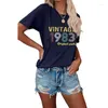 Women's T Shirts Womens Vintage 83 Original Part T-Shirts 40th Birthday Gift Idea Casual Loose Letter Print Pullover Tops Blouses