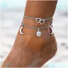 Anklets Sun Love Crescent Simple Beach Sier Metal Foot Chain Direct Sale By European And American Manufacturers Drop Delive Dh7Lb