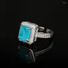 Pierścienie klastra 925 Srebrny Znakomity Paraiba Pierścień Kobiet moda niebieska cyrkonż