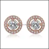 Stud luxe cristal rond boucles d'oreilles Vintage Sier couleur bijoux de mariage blanc Zircon pierre pour les femmes livraison directe Dheky