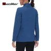 Jackets femininos Magcomsen Spring Womens Fleece Jackets Full Zip Tops Stand Collar Zipper Pockets Warm Athletic Running Sweetshirts Sportswear 230213