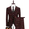 Abiti da uomo Blazer Blazer Pantaloni Gilet Uomo Abito da sposa Stampa floreale 3 pezzi Set Giacca abbronzante di lusso maschile Cappotto Pantaloni Gilet 230213