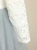 Robes de fille Robe de fleur bouffante en tulle pour la fête de mariage à manches longues Mignon Très élégant